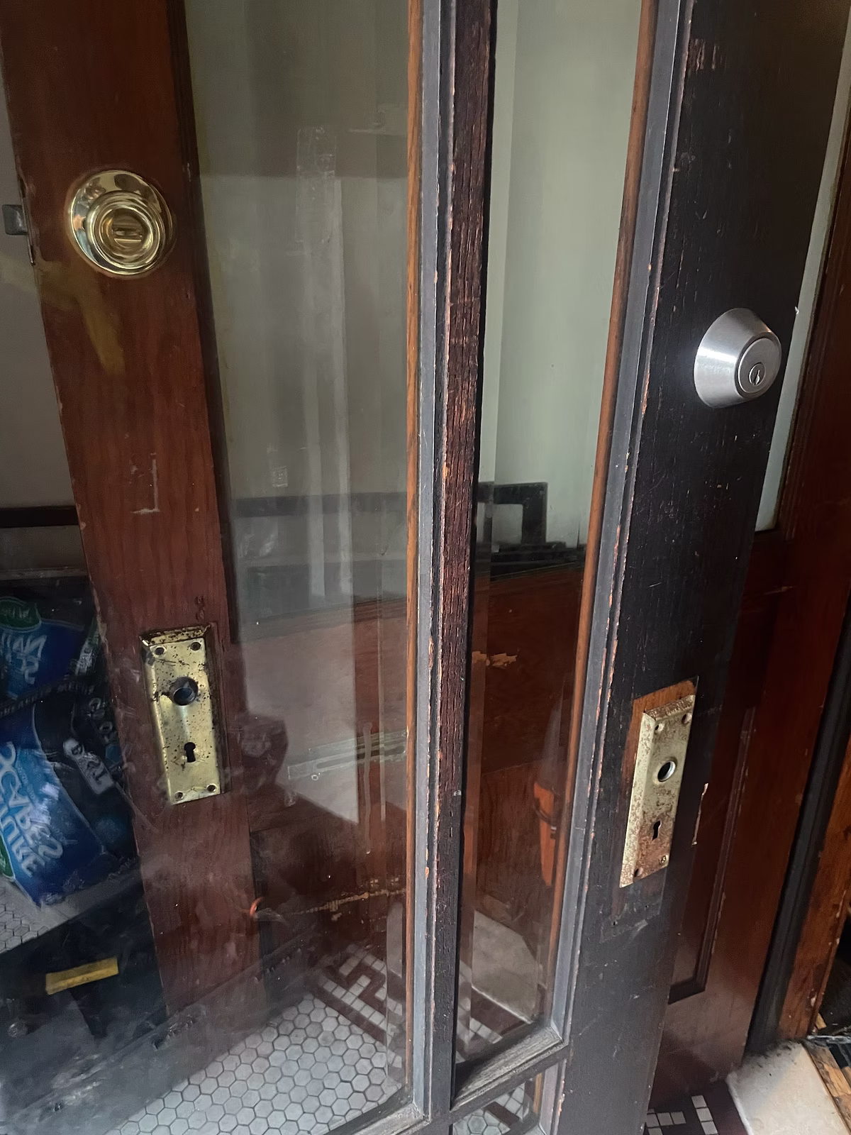 Mortise lockset conversion - before